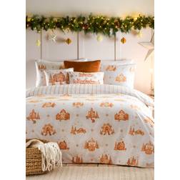 Furn Gretel Brushed Cotton Set Double Duvet Cover Orange, White