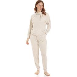 Camille Comfy Beige Marl Hacci Pyjama Set - Cream