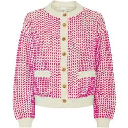 Yas Gea Ls Knit Cardigan - Birch/Fuchsia