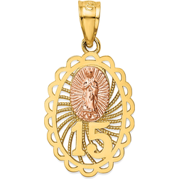 Macy's "15" Our Lady of Guadalupe Charm Pendant - Yellow/Rose Gold