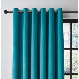 Dunelm Recycled Velour Eyelet Curtains Teal