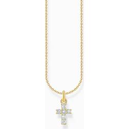 Thomas Sabo Gold Plated CZ Cross Necklace With Cross Pendant - Yellow Gold