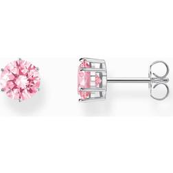 Thomas Sabo Sterling Silver Large Zirconia Stud Earrings - Pink