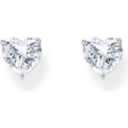 Thomas Sabo Heart Cut Zirconia Stud Earrings - Silver/White