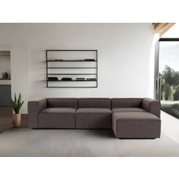 Hanah Home Modulaire Bank 3-Zits Met Hocker Fora Donker Bruin