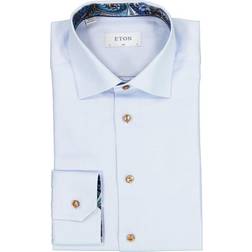 Eton Signature Twill Contrast Shirt - Blue