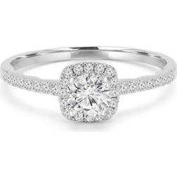 Majesty Diamonds Round Diamond Cushion Halo Engagement Ring 14K White Gold
