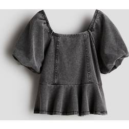 H&M Peplumbluse Im Denimlook - Grau