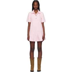 Ganni Pleated Denim Minidress - Chalk Pink
