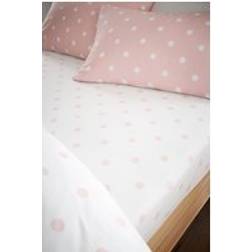 Catherine Lansfield Brushed Polka Dot Cotton Fitted Double Bed Sheet Pink