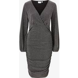 Vila Vicaro L/S V-neck Midi Dress - Sølv