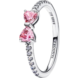 Pandora Sparkling Bow Ring - Silver/Pink/Transparent