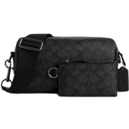 Coach Axel Crossbody Bag In Signature Canvas - Gunmetal/Charcoal/Black