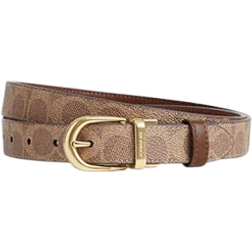 Coach Harness Buckle Cut To Size Reversible Belt - Gold/Tan/Brown