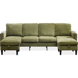 Hokku Designs Chenille Sectional Green Sofa 101.1" 4 Seater