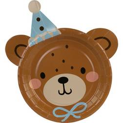 PartyDeco Papperstallrikar Teddy Bear Huvud 21x23 cm 6 st