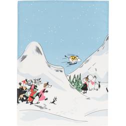 Arabia Moomin Ski Jumping Tea Kitchen Towel Blue, White (70x50cm)