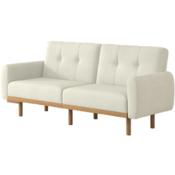 Ebern Designs Futon White Sofa 79.3" 3 Seater