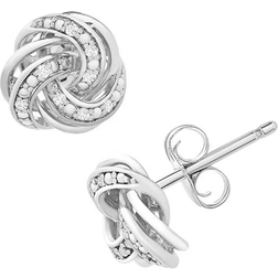 Macy's Love Knot Stud Earrings - Silver/Diamonds