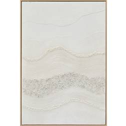 Textured White Abstract Natural Framed Art 62x92cm