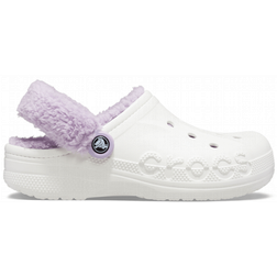 Crocs Baya Lined Fuzz-Strap Clog - White/Lavender