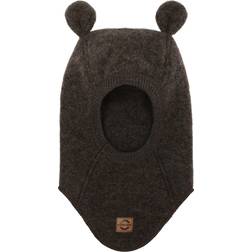 Mikk-Line Wool Balaclava Teddybear Ears - Dark Brown Melange (50040)