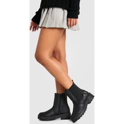 boohoo Chunky Buckle Detail Chelsea Boots - Black