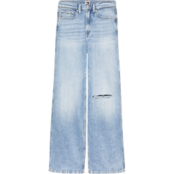 Tommy Jeans Claire Distressed Wide Leg High Rise Jeans - Denim Light