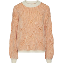 Pieces Jenna Sweater - Whitecap Grey/Burnt Orange