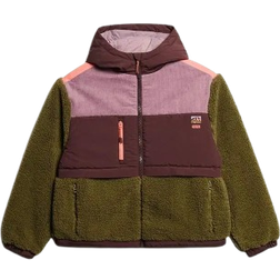 Superdry Hooded Fleece Jacket - Burnt Olive Green