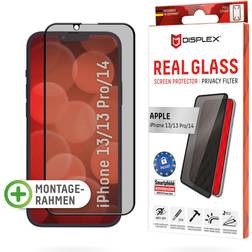 Displex Real Glass Privacy Screen Protector with Mounting Frame for iPhone 13/13 Pro/14