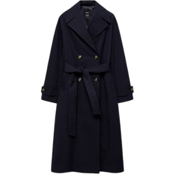 Mango Angela Double Breasted Trench Coat - Black