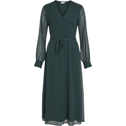 Vila Falia Long Sleeved Midi Dress - Scarab