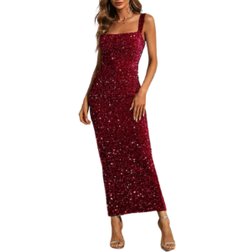 Shein Missord Sleeveless Square Neck Sequin Dress