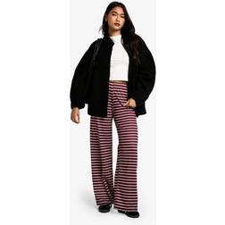 boohoo Womens Striped Supersoft Trousers - Red