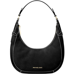 Michael Kors Preston Small Suede Crescent Shoulder Bag - Black