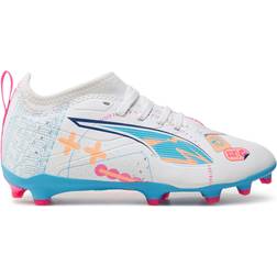 Puma Youth Ultra 5 Match Volume Up FG/AG - White/Luminous Blue/Poison