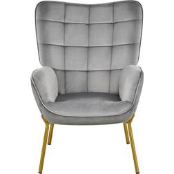 Yaheetech Velvet Light Grey/Gold Armchair 99cm