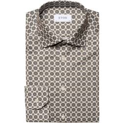 Eton Medallion Print Signature Twill Shirt - Brown