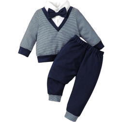 Shein Souflis Baby Boys Striped Sweatshirt and Sweatpants Combination