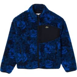 Lacoste Zip Up Floral Motif Fleece Jacket - Blue