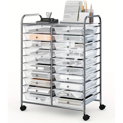 Costway 20-Drawer Clear Rolling Storage Cart