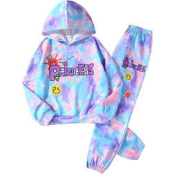 Shein Streecool Kids Teen Girls Joggers & Hoodie with Tie Dye, Letter & Cartoon Graphic