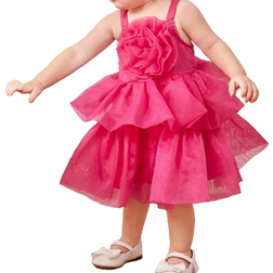 Shein Elegant Baby Girls 3d Floral Organza Spaghetti Strap Dress