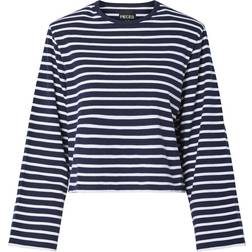 Pieces Shoulderpaded Striped Top