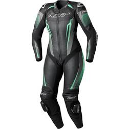 Rst Tractech Evo One Piece Ladies Motorcycle Leather Suit, black-green, for Women Woman