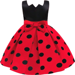 Shein Girls' Vintage Polka Dot Party Dress, Sleeveless A-Line Skirt
