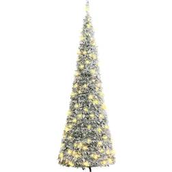 vidaXL Artificial Pop-up Flocked Snow Green/ White Christmas Tree 210cm