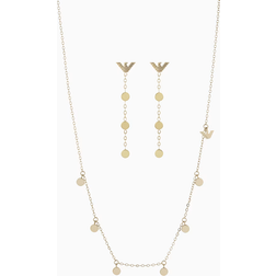 Emporio Armani Eagle Logo Necklace and Drop Earring Set - Gold