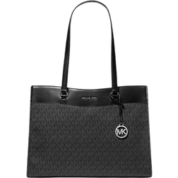 Michael Kors Jet Set Travel Large Signature Logo Pocket Tote Bag - Black